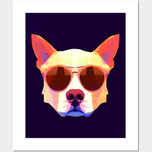 Cool Low Poly Dog wearing Sunglasses Posters and Art